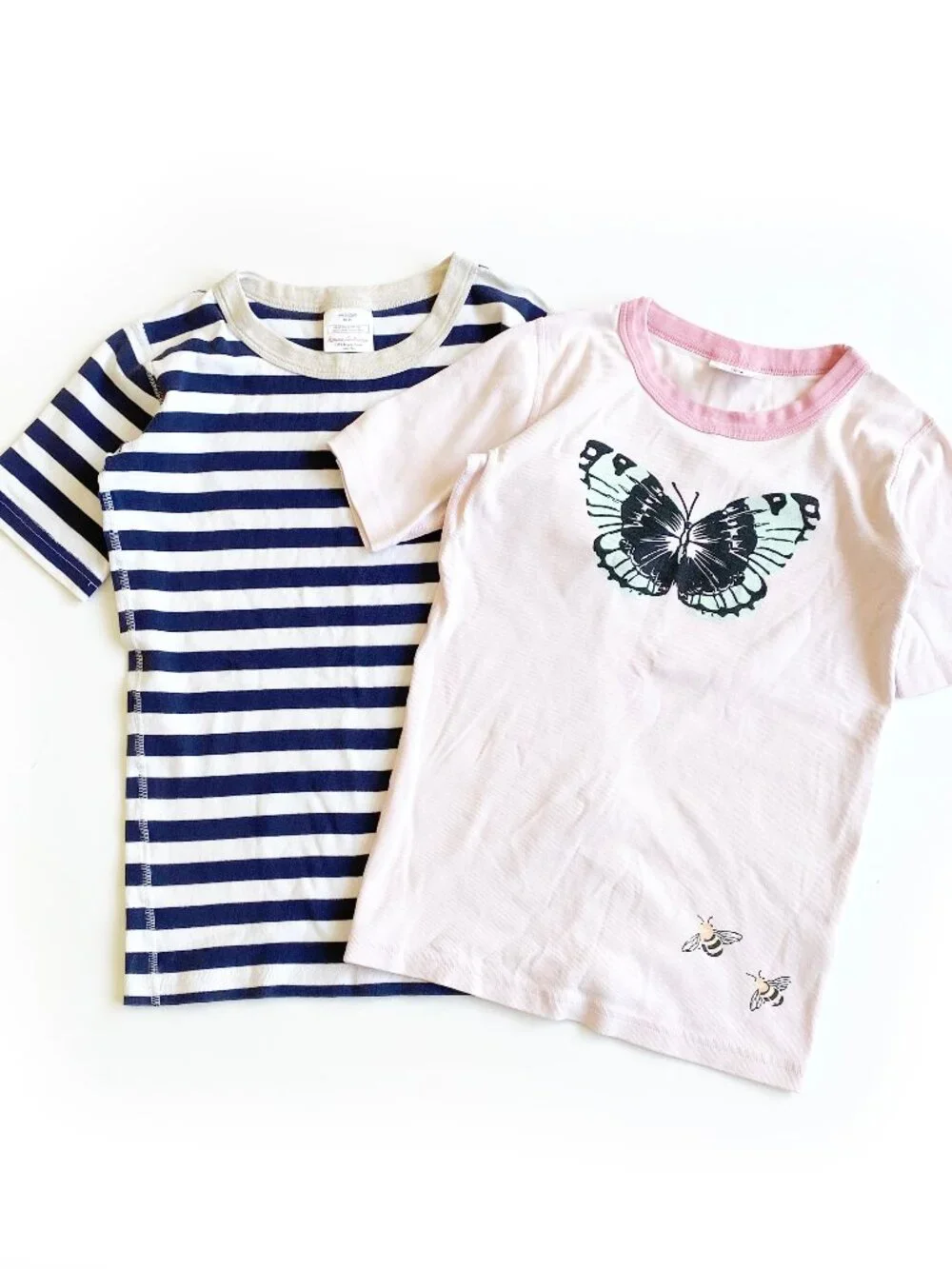 Lot of Two Hanna Andersson Kids Short John Pajama Tops Organic Cotton 14 160